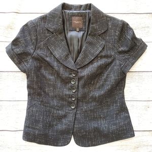 The Limited Fitted Black Heather Cap Sleeve Single Breasted Suit Blazer M